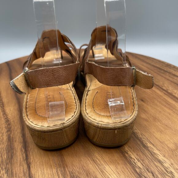 Born Sandals Womens Size 6 M Brown Leather Strappy Wedges Casual Shoes Comfort - Picture 4 of 9